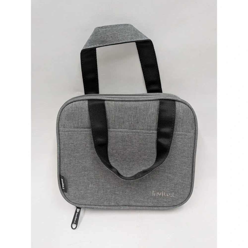 Invite.L Gray Insulated Lunch Bag Square Thermal Cooler Tote with Handles